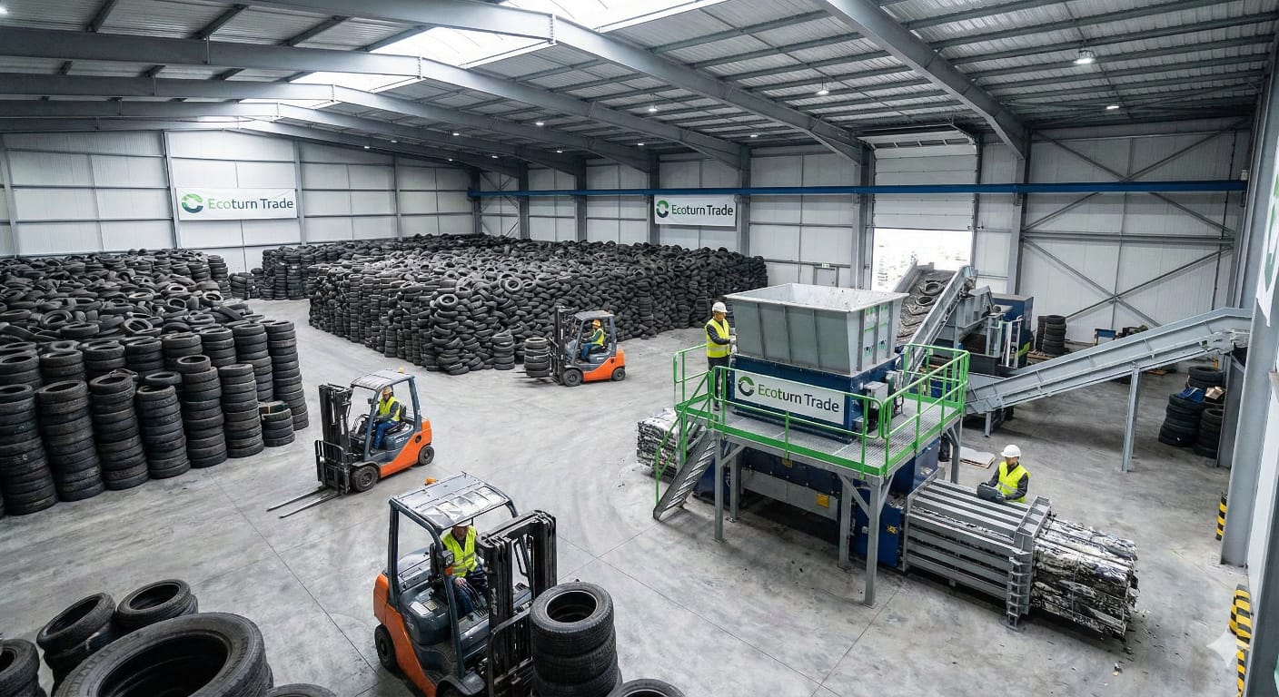 Tire recycling warehouse facility by Ecoturn Trade Recycling